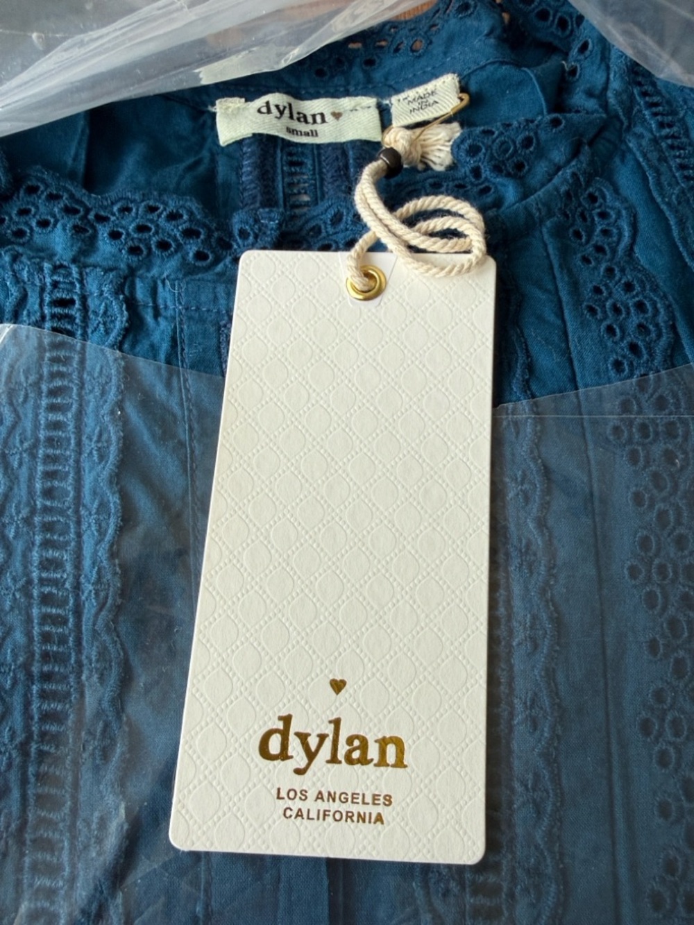 Dylan Los Angeles-Malia Eyelet Top-Deep Sea /Small